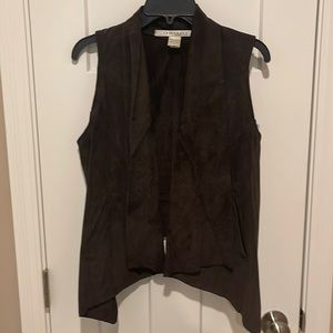 Dark gray leather-suede vest - women’s small